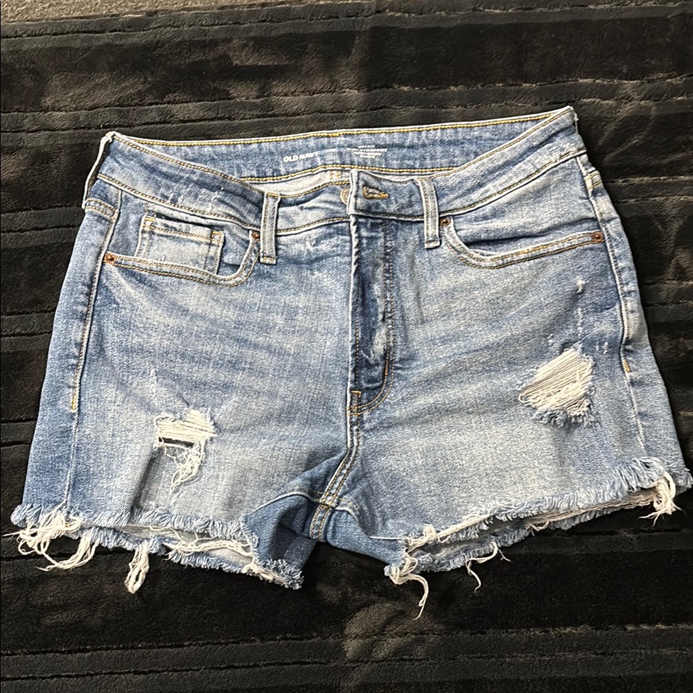 Old Navy Blue Jean Shorts Distressed Frayed Hem